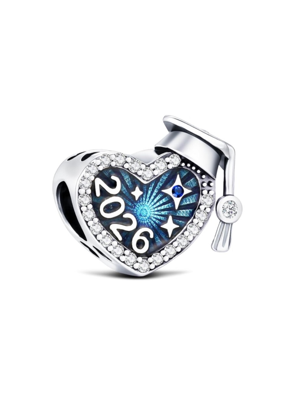 2026 925 Blue Heart Graduation Charm Pendant